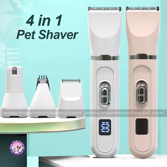 Multifunctional Pet Cat & Dog Grooming Kit with 4 Blades Low Noise Cordless Rechargeable Trimmer