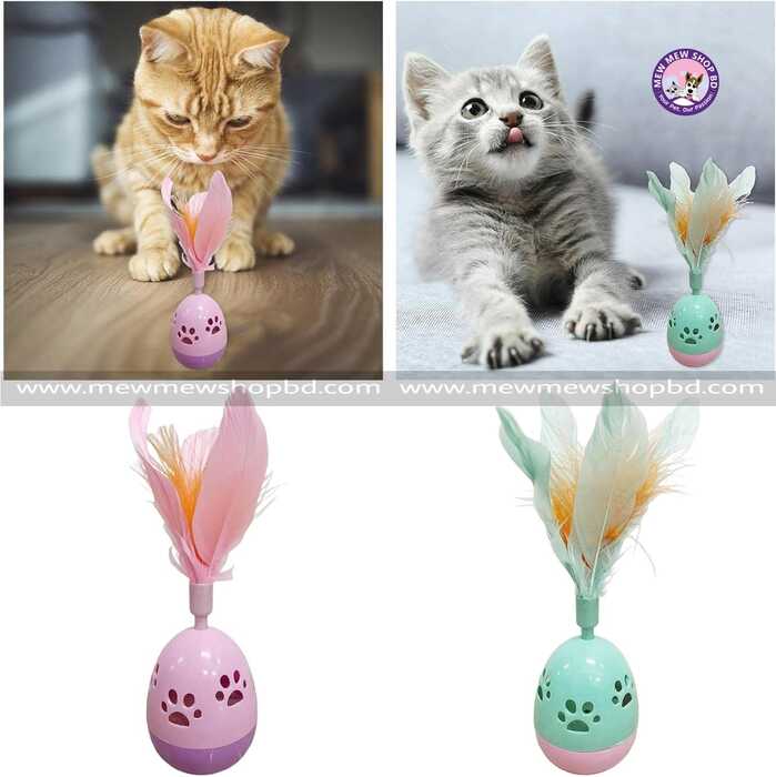 Cat Feather Toy Rolling Ball Tumbler Playing Teaser Toys with Bell