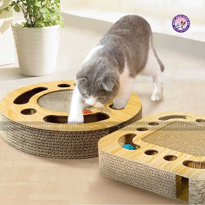 Pet Cat Round Scratcher Board for Grinding Nails with Ringing Ball