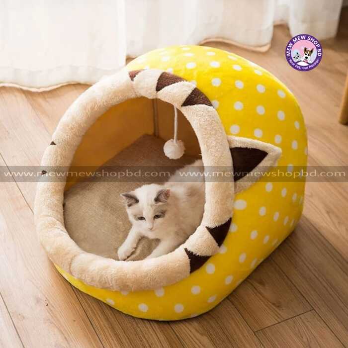 Comfortable Cartoon Cat House for Pet Cat & Puppy Yellow