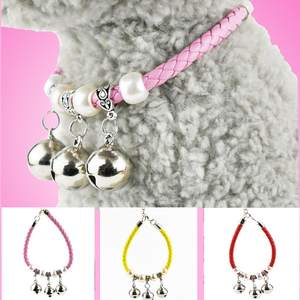 Stylish Triple Bell Adjustable Pet Collar with Removable Bell Pendant for Cats