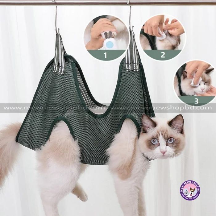 Dog Cat Grooming Bath Bag for Nail Cutting & Anti Scratch Cat Trimming Hammock
