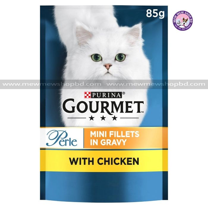 Purina Gourmet Perle Wet Cat Food Mini Fillets in Gravy with Chicken 85g (UK)