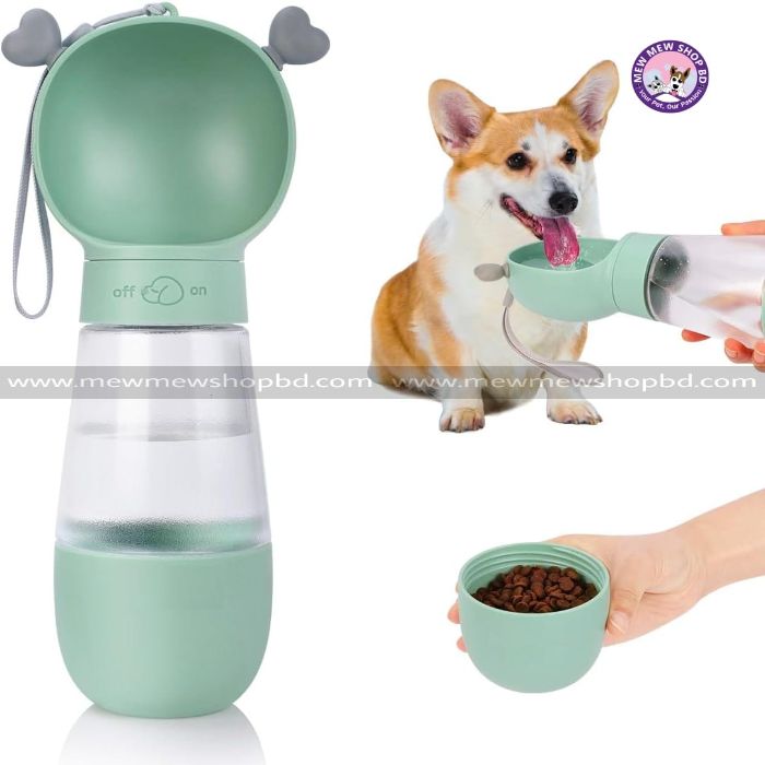Pet Cat & Dog Leak Proof Portable Travel Food & Water Bottle Container with On Off Button