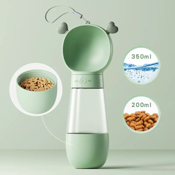 Pet Cat & Dog Leak Proof Portable Travel Food & Water Bottle Container with On Off Button