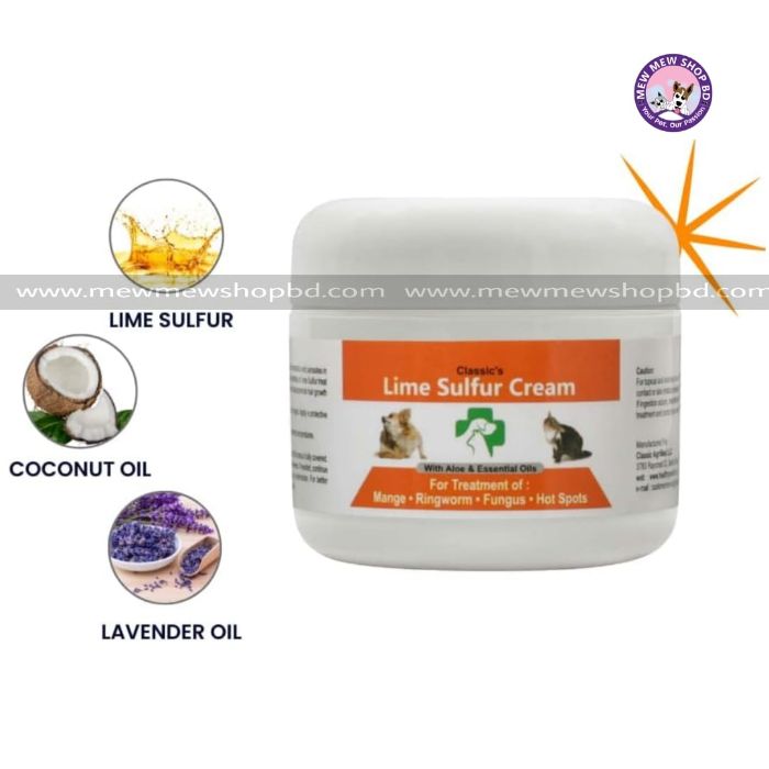 Classic's Lime Sulfur Pet Skin Cream for Cats and Dogs 100g