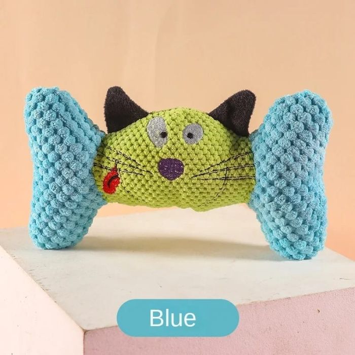 Cat Face Bone Plush Dog Chew Toys for Pets
