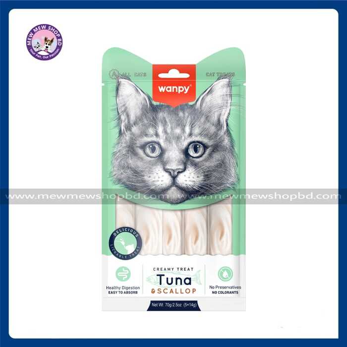 Wanpy Creamy Cat Treats with Tuna & Scallop (5x14g)