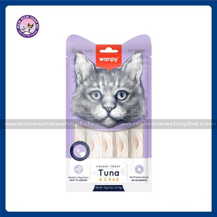 Wanpy Creamy Cat Treats with Tuna & Crab (5x14g)