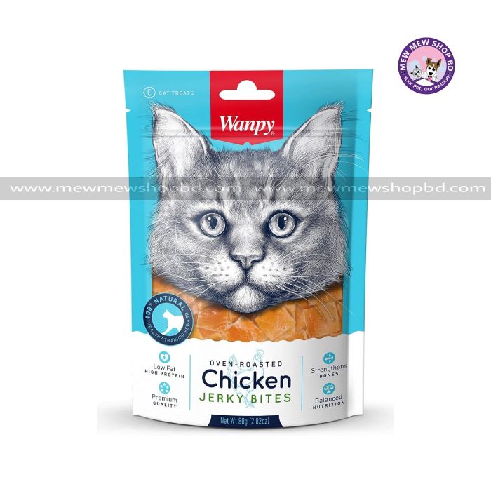 Wanpy Oven-Roasted Chicken Jerky Bites for Cats 80g