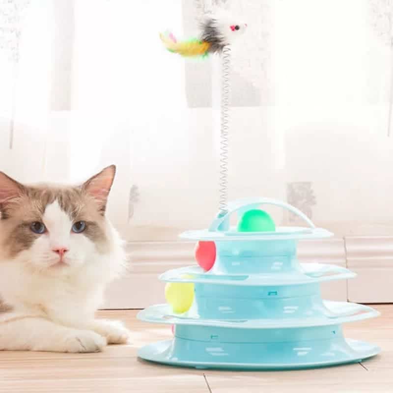 Cat Tower Tracks Ball Pet Toys with Spring Mouse