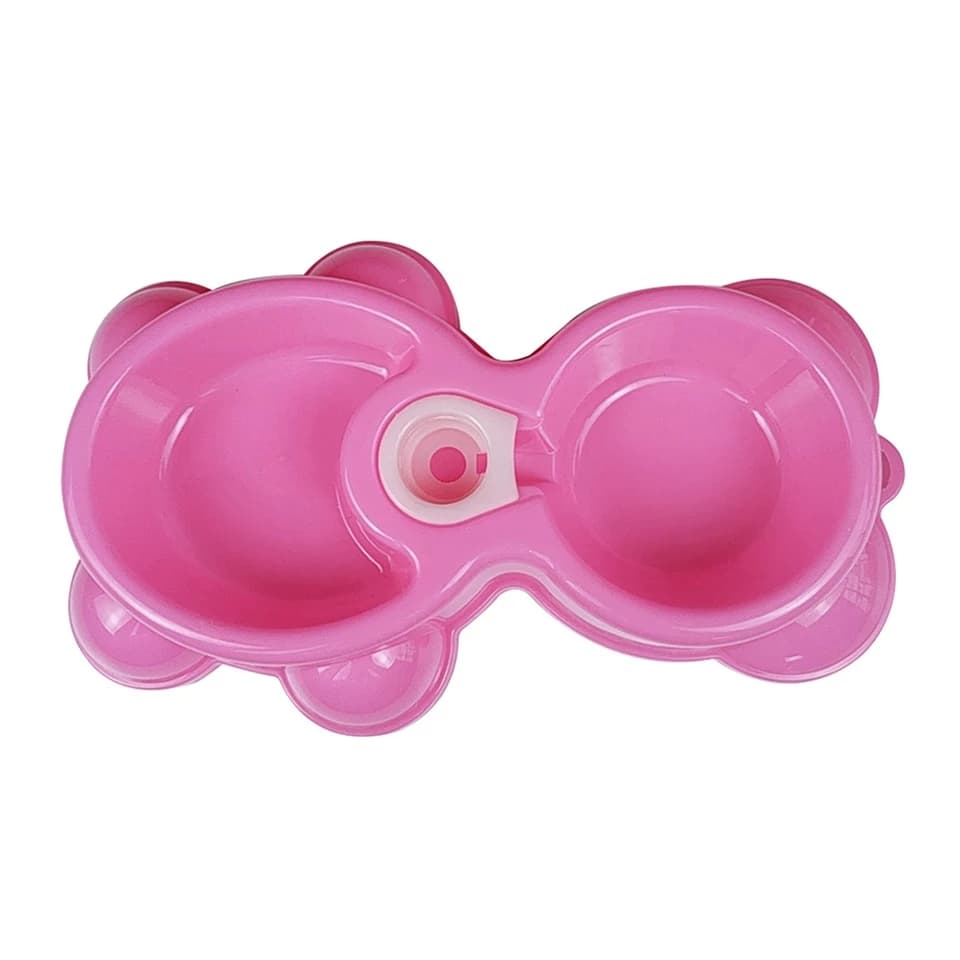 Double Pet Water Food Bowl Cat Food Storage Container