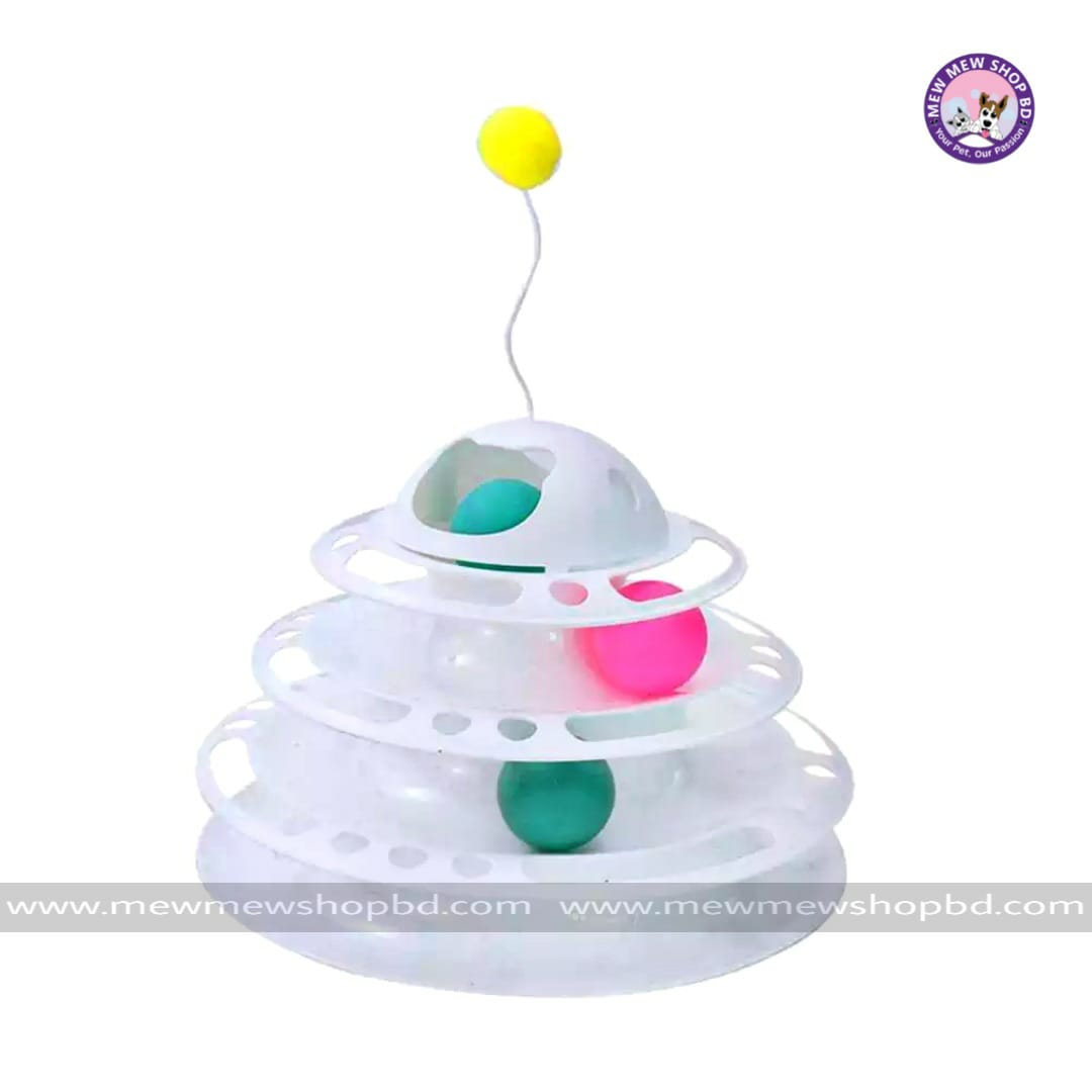 Tower Toy 4layer with Plush Ball Stand for Pet Cat