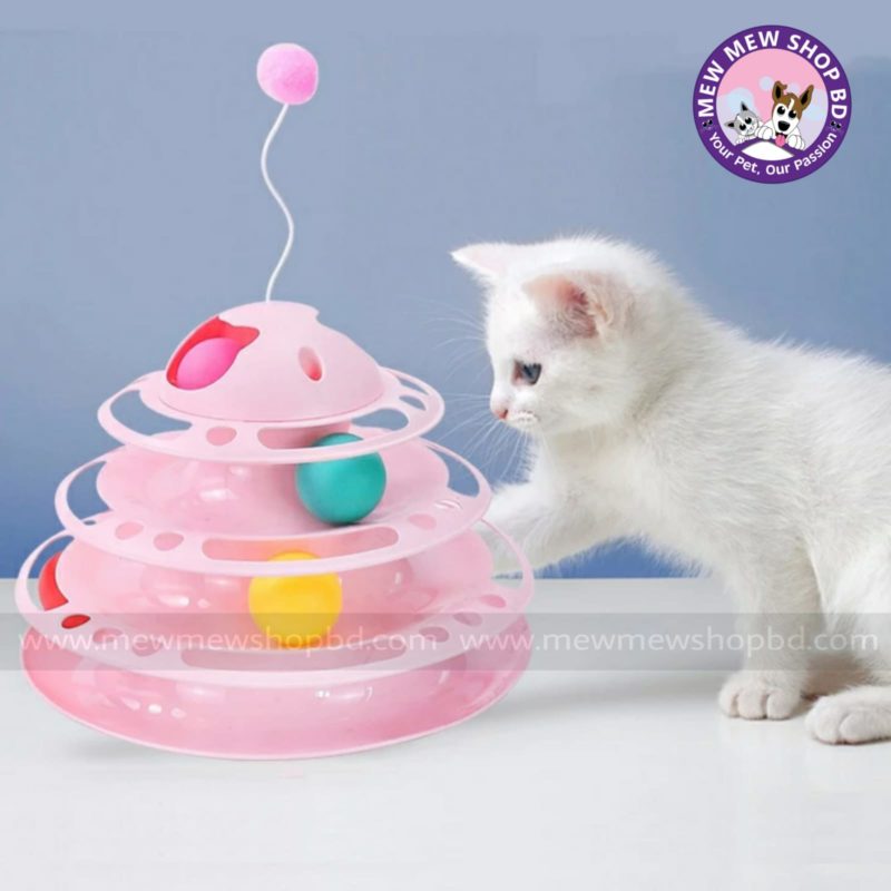 Tower Toy 4layer with Plush Ball Stand for Pet Cat