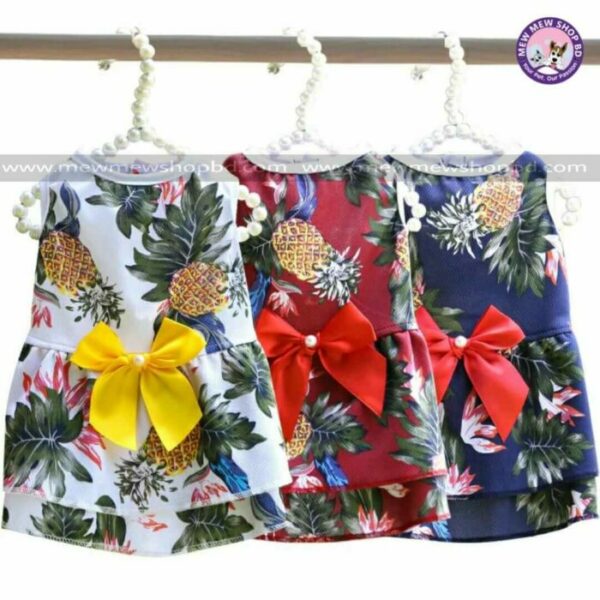 Pineapple Printed Female Pet Cat Dress /  Frock/ Dress ( No Exchange )