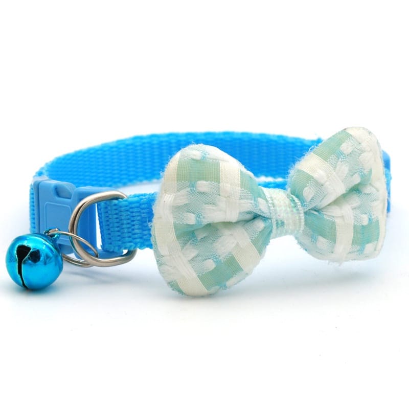 Check Printed Adjustable Pet Cat Bow Collar