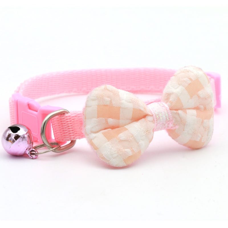 Check Printed Adjustable Pet Cat Bow Collar
