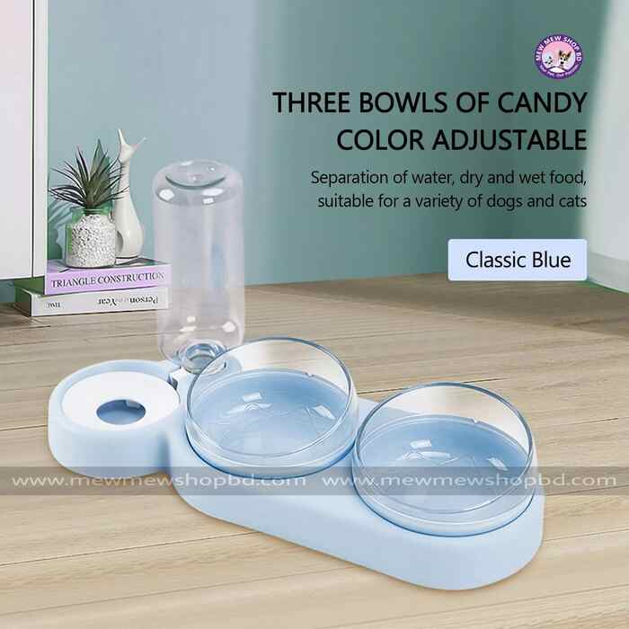 Three Bowl with Dry and Wet Separation Food Bowl for Pet Cat