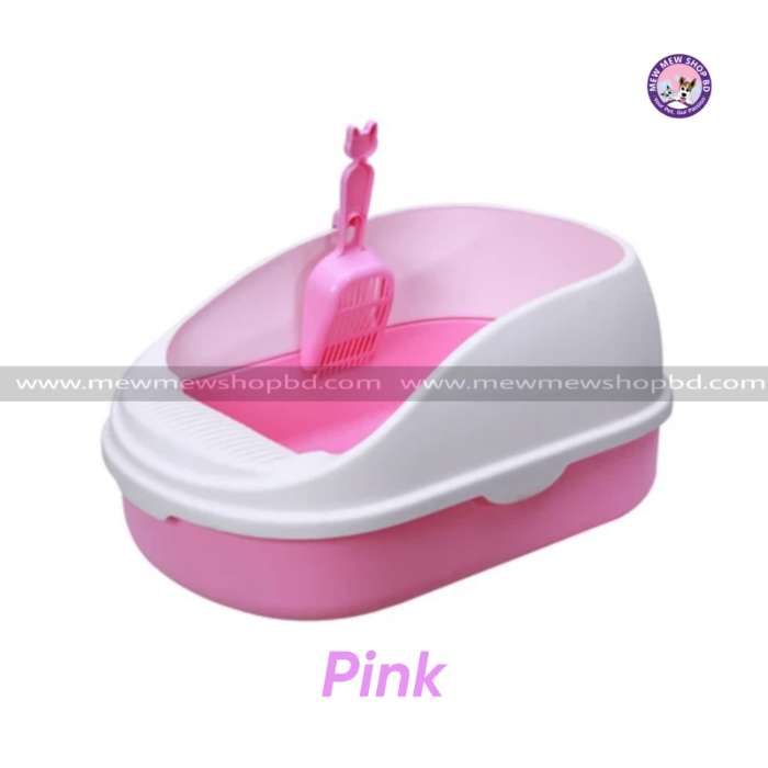 Durable Semi-Enclosed Litter Box for Pet Cat