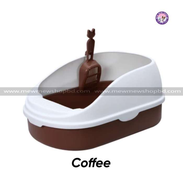 Durable Semi-Enclosed Litter Box for Pet Cat