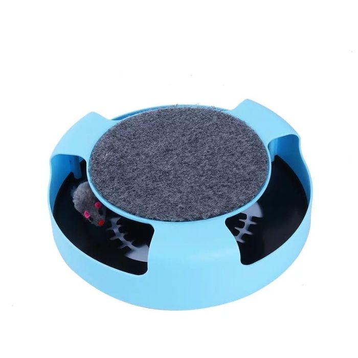 Round Scratching Board with Mouse Moving Catch Toy for Pet Cat
