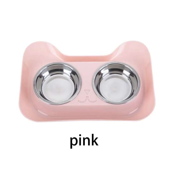 Cute Cat Face Steel Foodbowl with Plastic Base for Pet Cat food Bowl