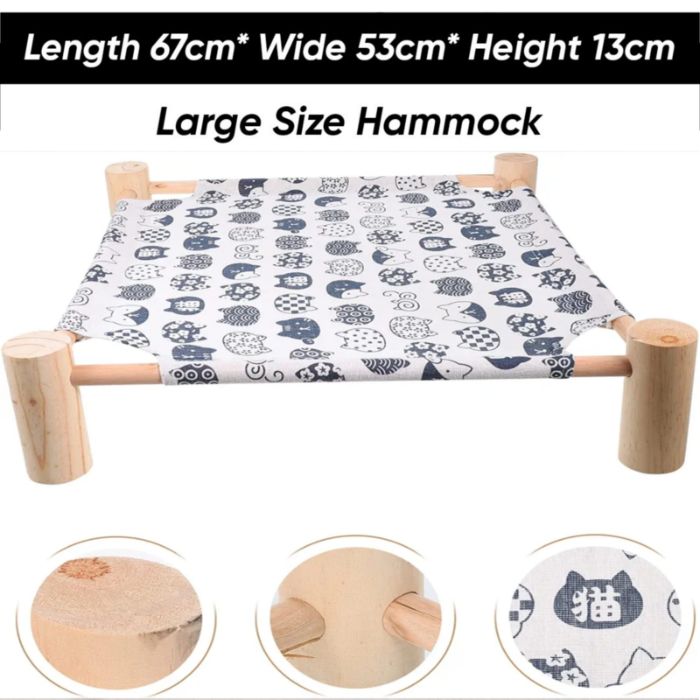 Cat Hammocks Bed Wood Canvas Durable House for Small Pet Cat