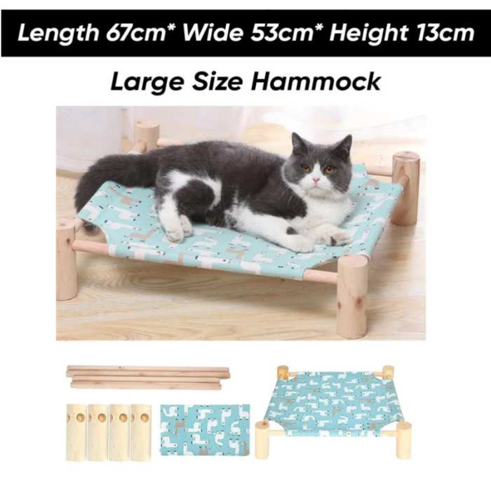 Cat Hammocks Bed Wood Canvas Durable House for Small Pet Cat