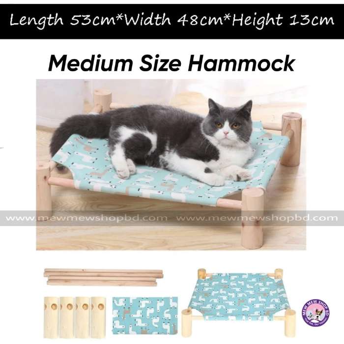 Cat Hammocks Bed Wood Canvas Durable House for Small Pet Cat