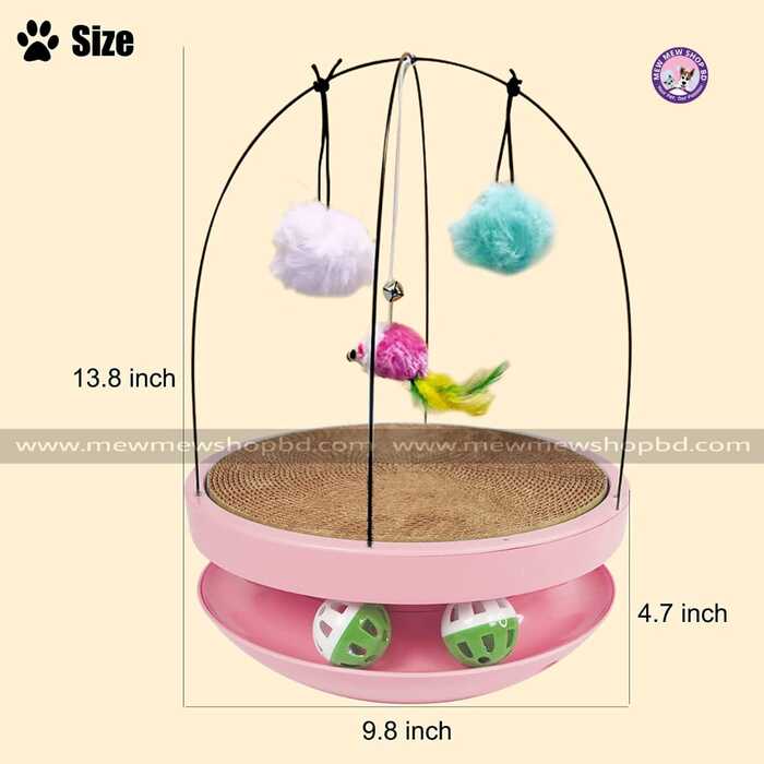 4 in 1 Detachable Pet Cat Scratcher Tumble Food Dispenser Toy with Hanging Plush Ball  & Mouse