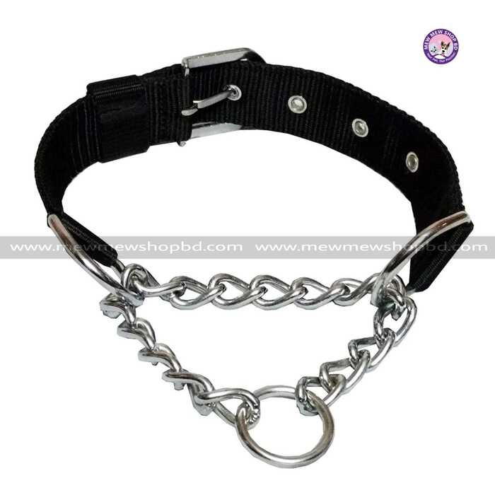 Adjustable Pet Dog & Puppy Nylon Choke Collar with Stainless Steel Chain