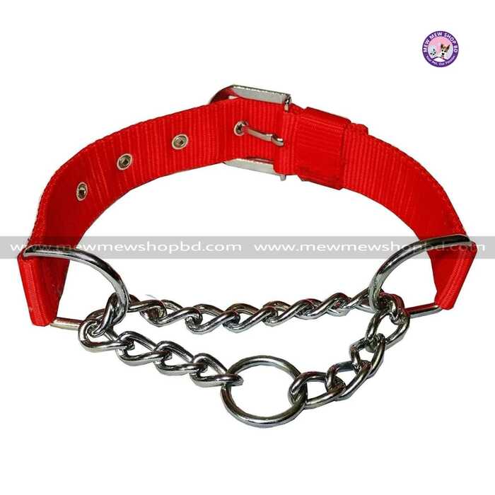 Adjustable Pet Dog & Puppy Nylon Choke Collar with Stainless Steel Chain