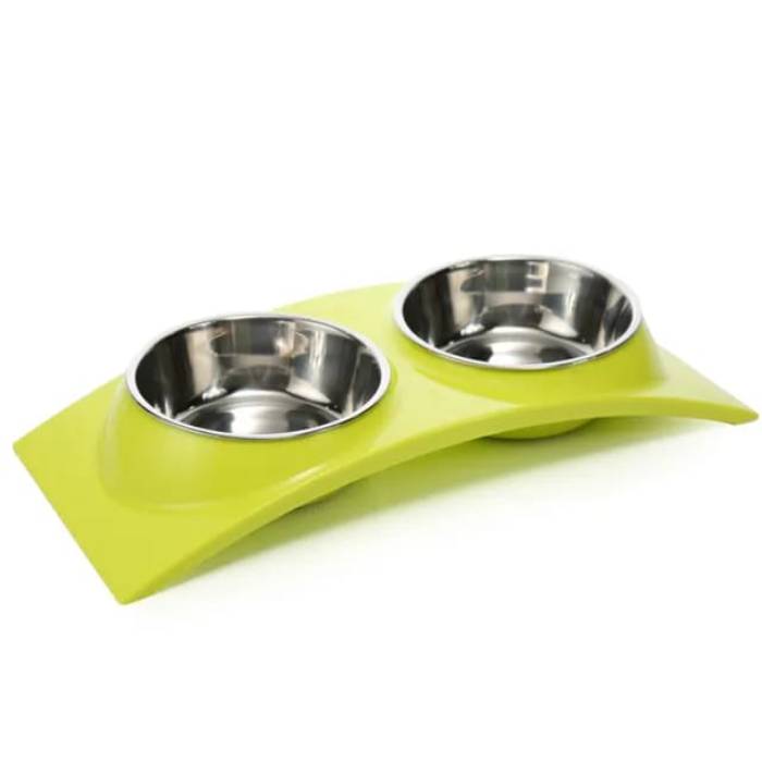 Curve Shape Double Pet Food Bowls for Dogs and Cats