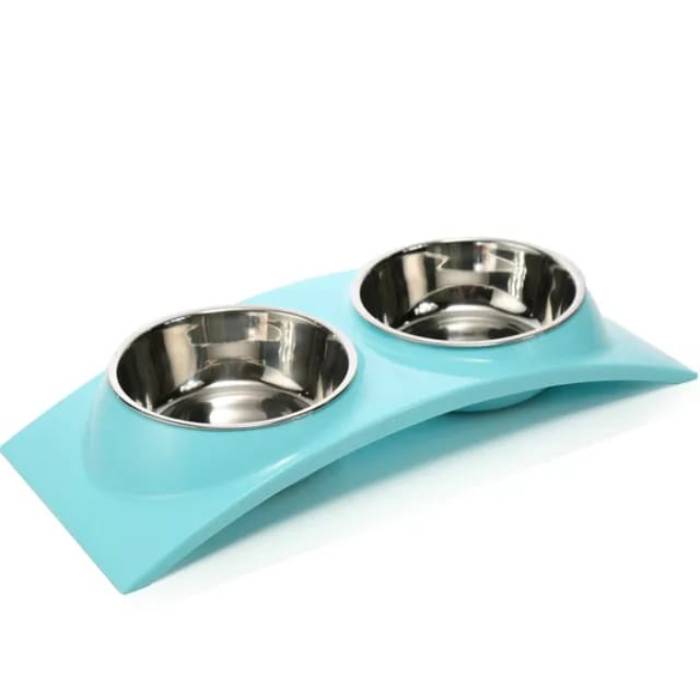 Curve Shape Double Pet Food Bowls for Dogs and Cats
