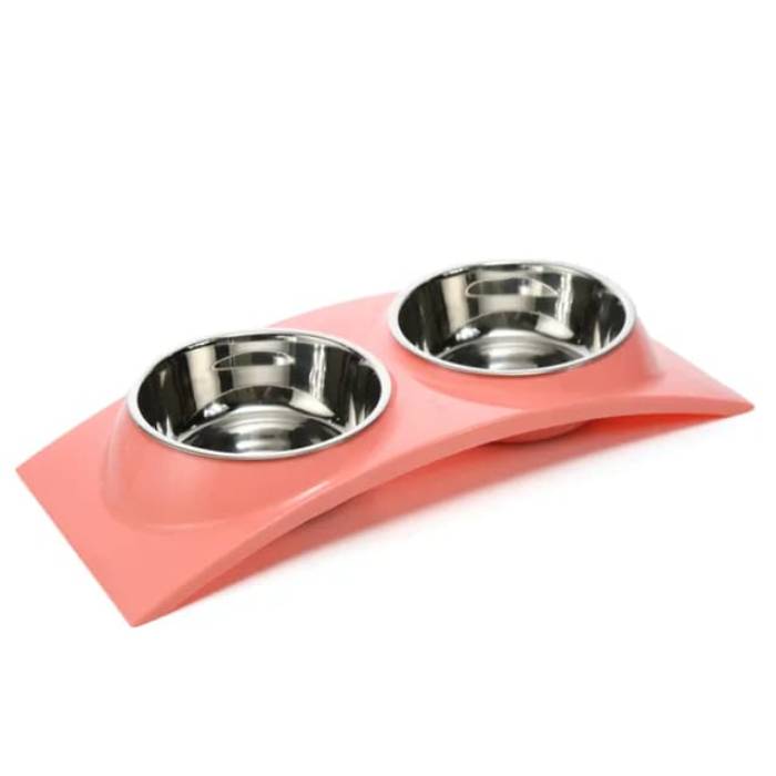 Curve Shape Double Pet Food Bowls for Dogs and Cats