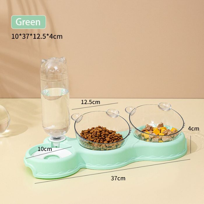 Cat Ear Design Three Bowl with Dry and Wet Separation Food Bowl for Pet Cat