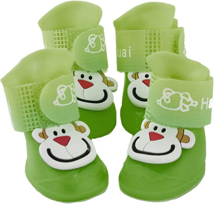4pcs/Set Cartoon Pets Shoes Non-Slip Silicone Boots for Pet Cats & Puppys