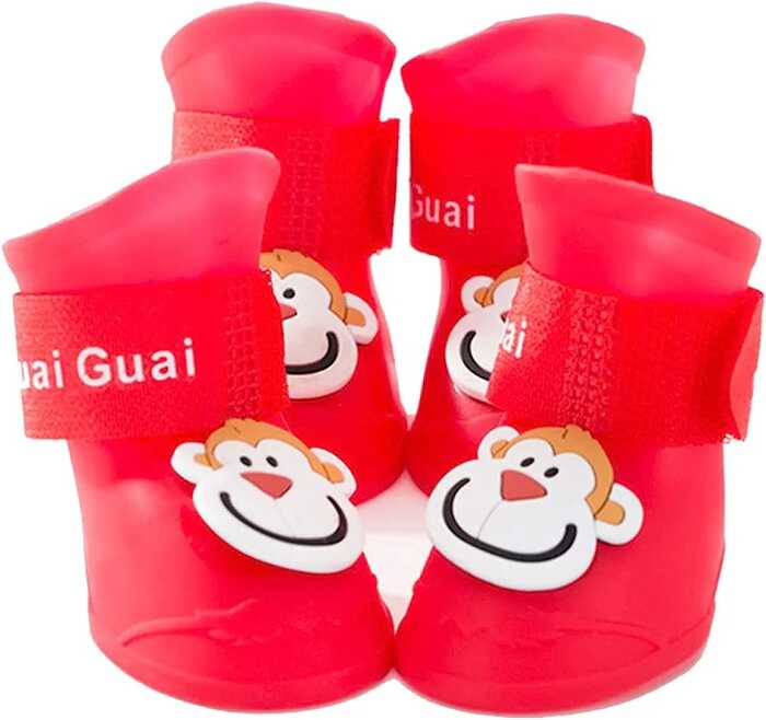 4pcs/Set Cartoon Pets Shoes Non-Slip Silicone Boots for Pet Cats & Puppys