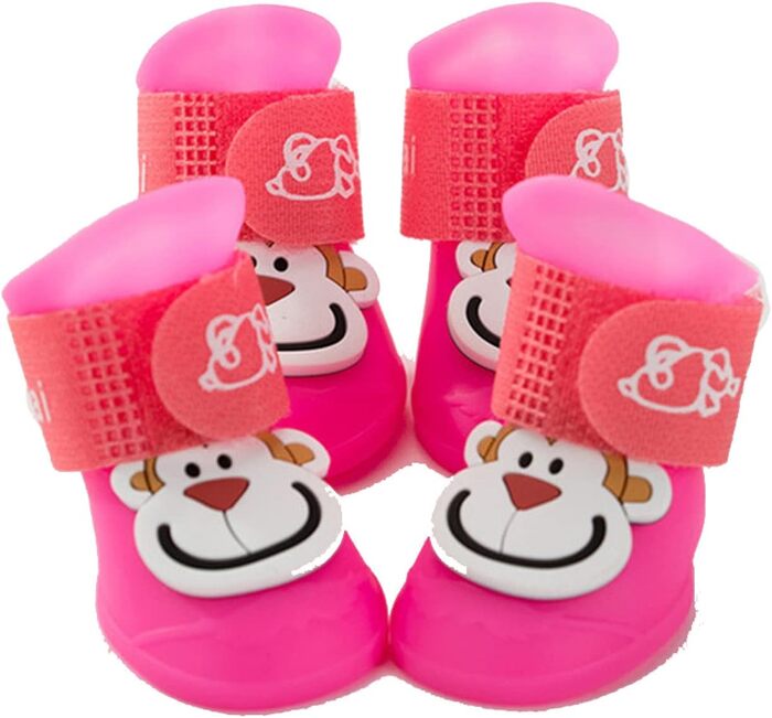 4pcs/Set Cartoon Pets Shoes Non-Slip Silicone Boots for Pet Cats & Puppys