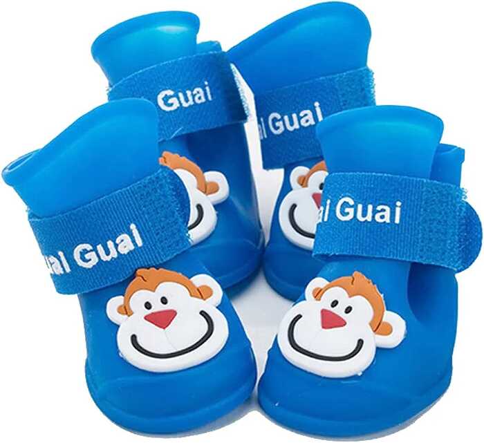 4pcs/Set Cartoon Pets Shoes Non-Slip Silicone Boots for Pet Cats & Puppys