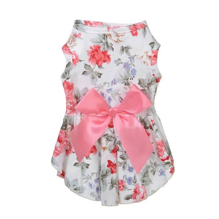 Bow knot Decor Round Neck Summer Dress / Skirt / Frock for Pet Cat ( No Exchange )