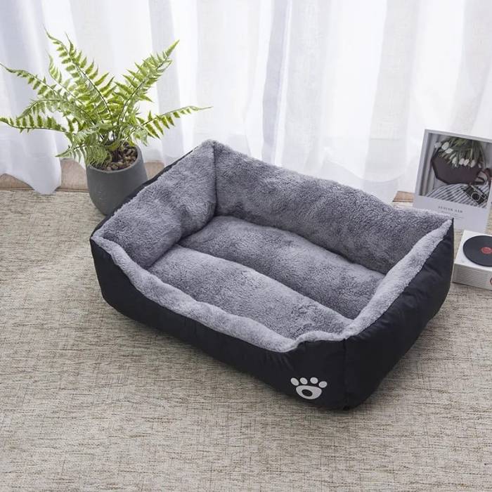 Rectangle Shape Paw Print Pet Bed For Cat and Dog