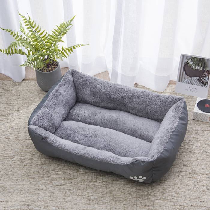 Rectangle Shape Paw Print Pet Bed For Cat and Dog