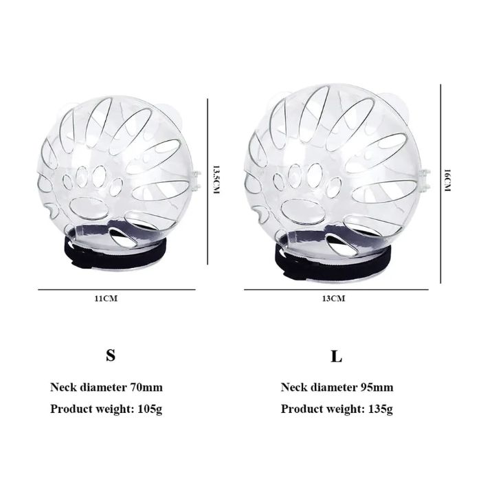 Cat Round Breathable Helmet  Protective Cats Prevent Biting Transparent Head Shield for Grooming