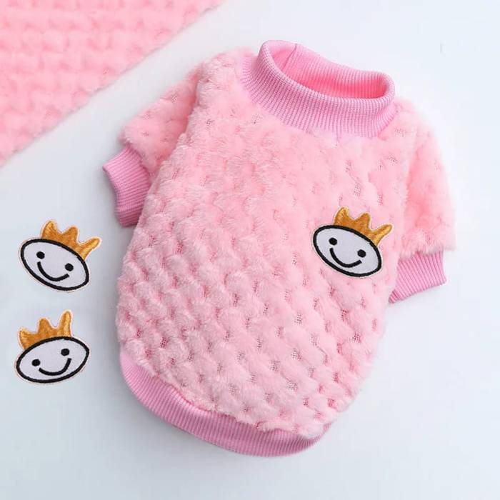 Full Sleeve Smile Design Fluffy Dress  Pet Cat Winter Sweater ( No Exchange )