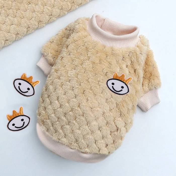 Full Sleeve Smile Design Fluffy Dress  Pet Cat Winter Sweater ( No Exchange )