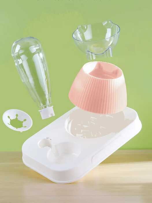 Cat Ear Design Drinking Bottle with Anti-choke Bowl & Slow Food Bowl for Pet Cat & Puppy