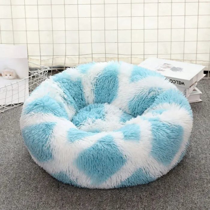 Colorful Round Plush Pet Bed House – Super Soft and Warm for Pet Cat