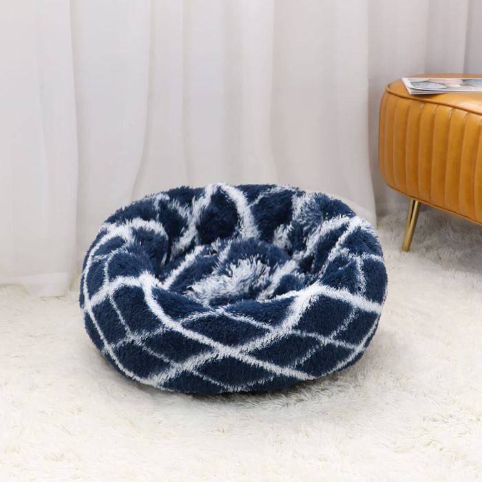 Colorful Round Plush Pet Bed House – Super Soft and Warm for Pet Cat