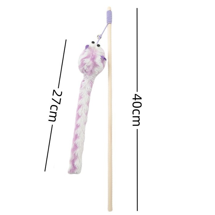 Wooden Long Tail Plush Mouse Teaser Toy for Pet Cat
